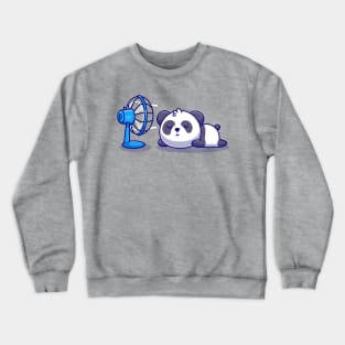 Cute Panda Sleeping In Front Of Fan Cartoon Crewneck Sweatshirt